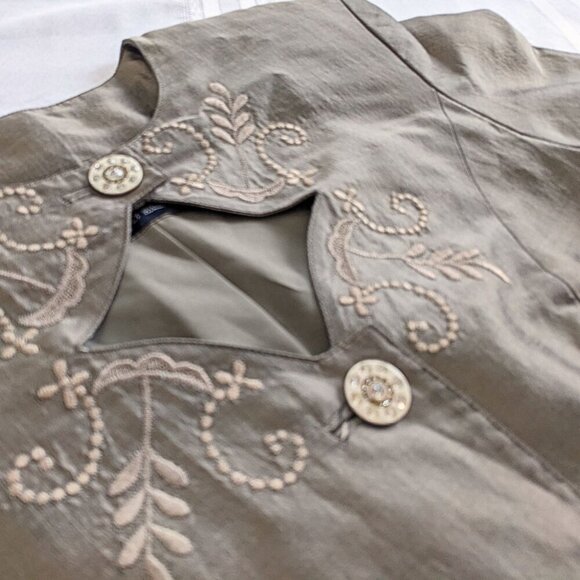 Rare NWT Vtg Y2K MAX NUGUS Haute Couture Bronze Art Deco Silk Skirt Suit Sz 8 - Picture 9 of 9